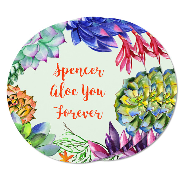 Succulents Round Fridge Magnet - THREE