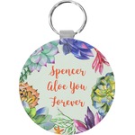 Succulents Round Plastic Keychain (Personalized)