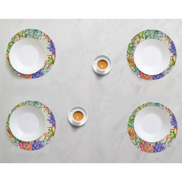 Succulents Round Linen Placemats - LIFESTYLE (set of 4)