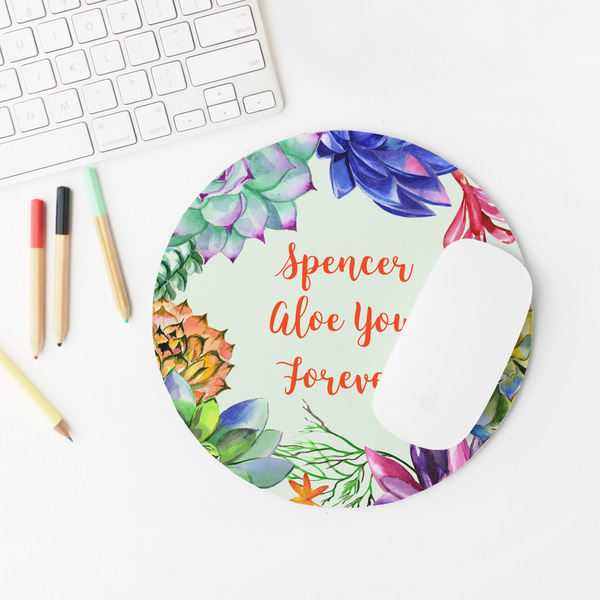 Succulents Round Mousepad - LIFESTYLE 2