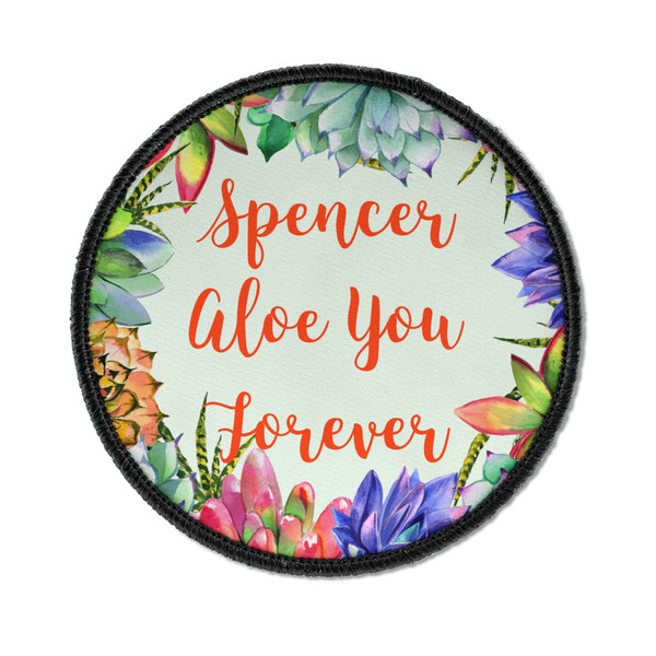 Custom Succulents Iron On Round Patch w/ Name or Text