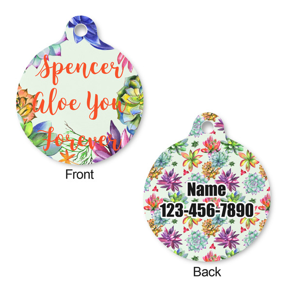 Succulents Round Pet ID Tag - Large - Approval