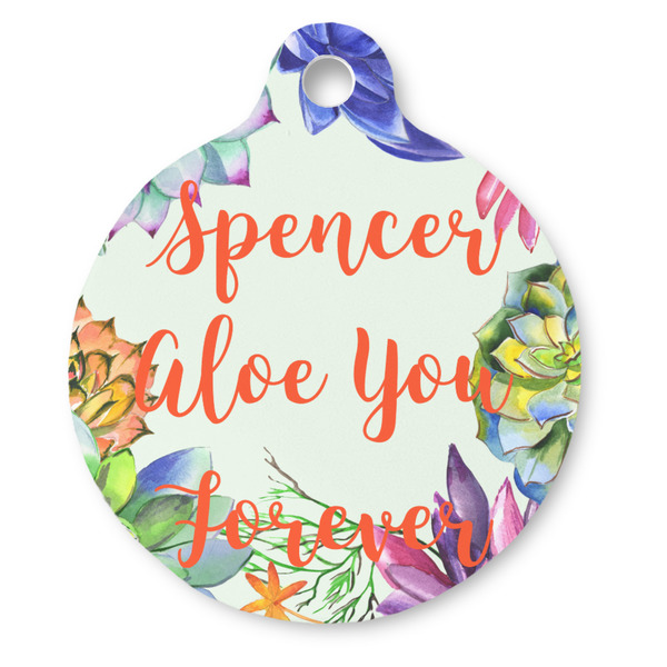 Custom Succulents Round Pet ID Tag - Large (Personalized)