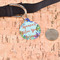 Succulents Round Pet ID Tag - Large - In Context