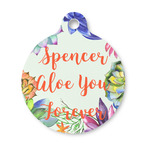 Succulents Round Pet ID Tag - Small (Personalized)