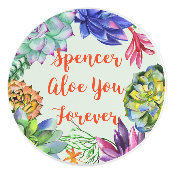 Custom Succulents Round Stone Trivet (Personalized)