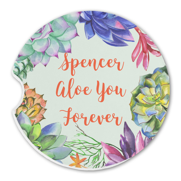 Custom Succulents Sandstone Car Coaster - Single (Personalized)