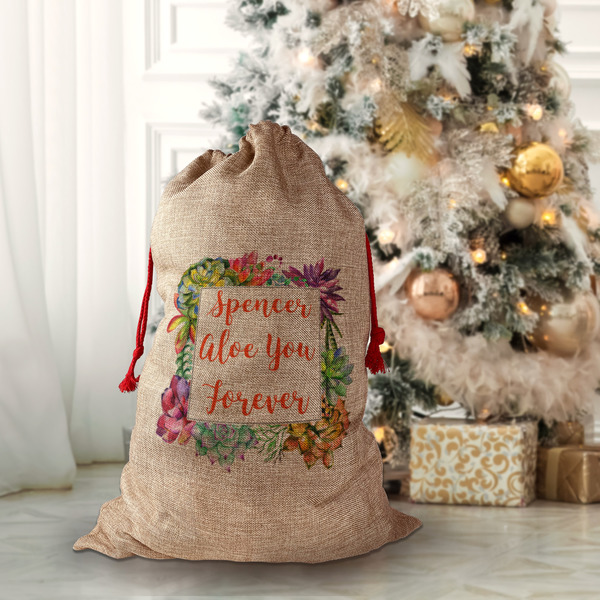 Succulents Santa Bag - Front (stuffed)