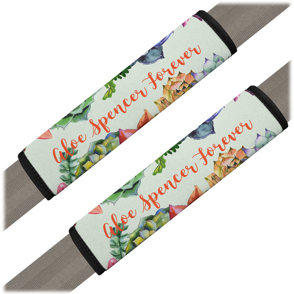 Custom Succulents Seat Belt Covers (Set of 2) (Personalized)