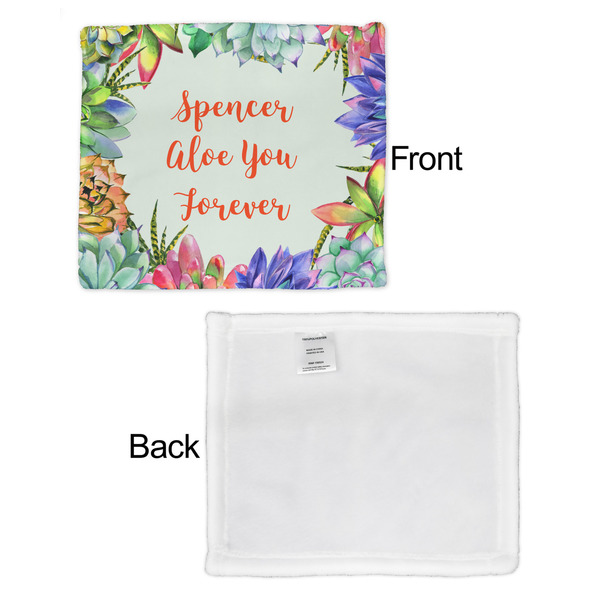 Succulents Security Blanket - Front & White Back View
