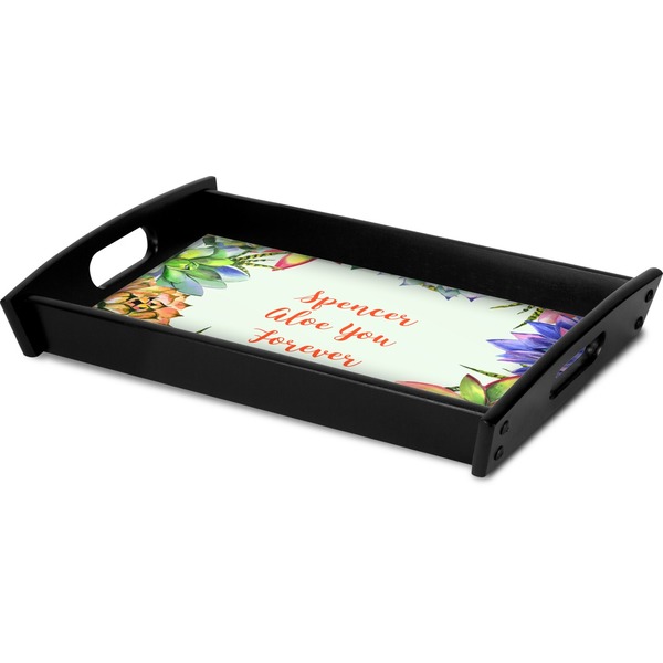 Succulents Serving Tray Black - Corner