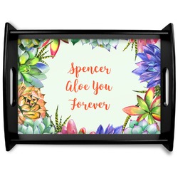 Succulents Black Wooden Tray - Large (Personalized)