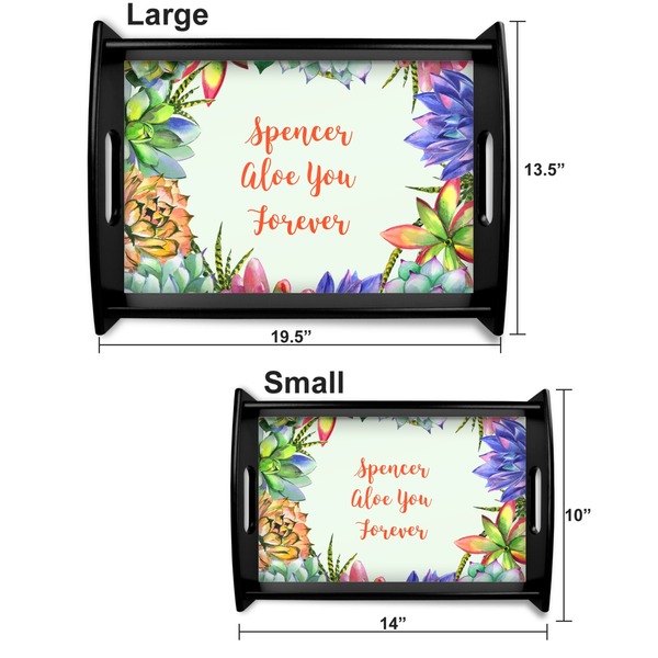 Succulents Serving Tray Black Sizes