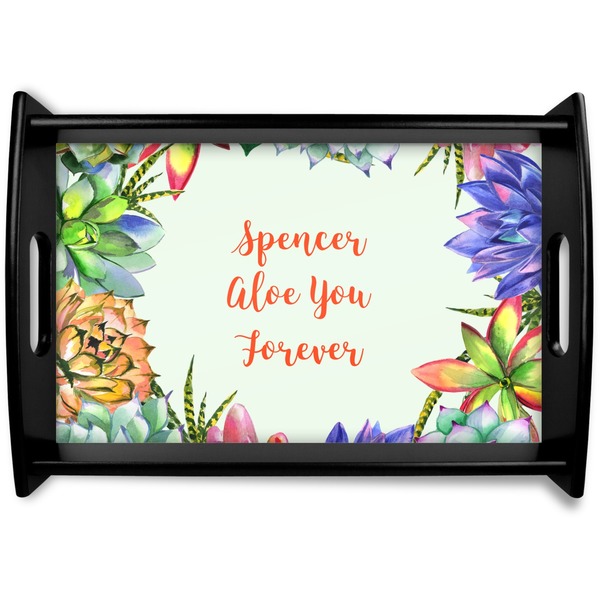 Custom Succulents Black Wooden Tray - Small (Personalized)