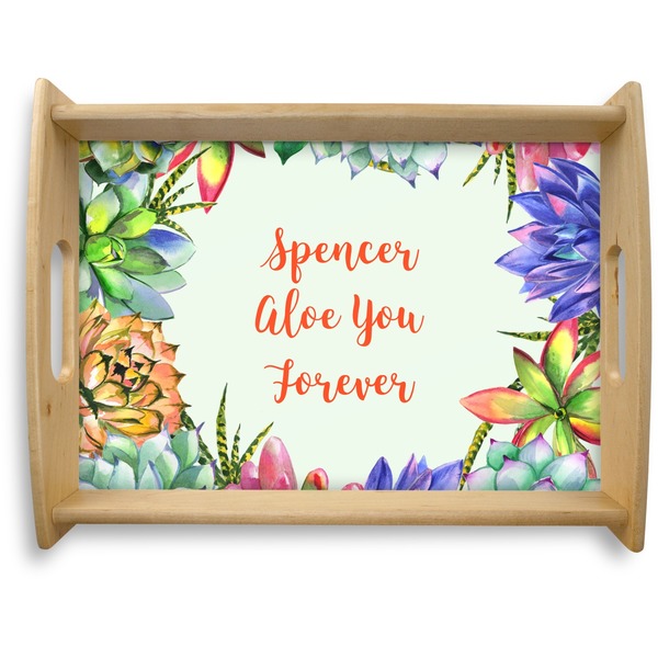 Custom Succulents Natural Wooden Tray - Large (Personalized)