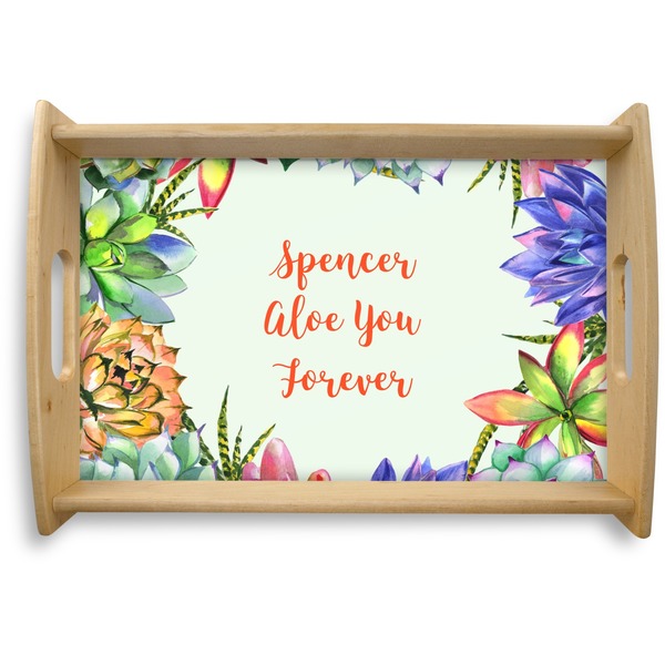 Custom Succulents Natural Wooden Tray - Small (Personalized)