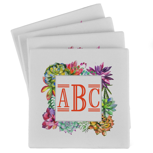 Custom Succulents Absorbent Stone Coasters - Set of 4 (Personalized)