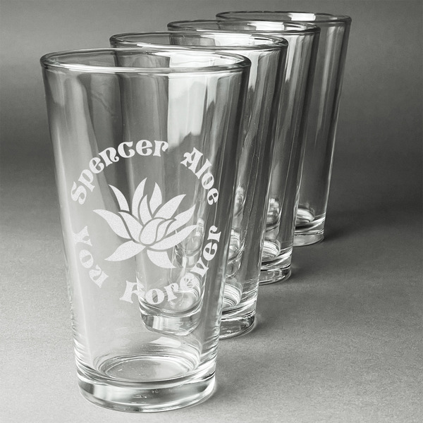 Custom Succulents Pint Glasses - Engraved (Set of 4) (Personalized)