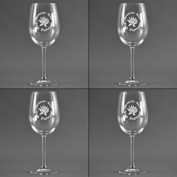 Succulents Set of Four Personalized Wineglasses (Approval)