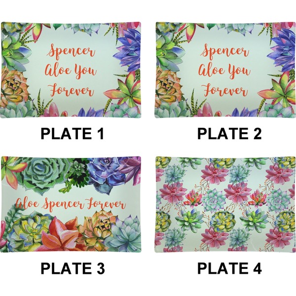 Succulents Set of Rectangular Appetizer / Dessert Plates (Approval)