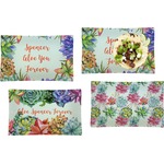 Succulents Set of 4 Glass Rectangular Lunch / Dinner Plate (Personalized)