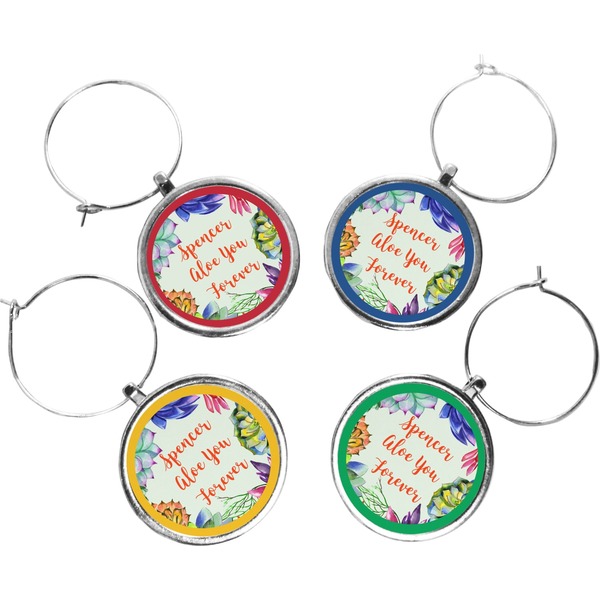 Custom Succulents Wine Charms (Set of 4) (Personalized)