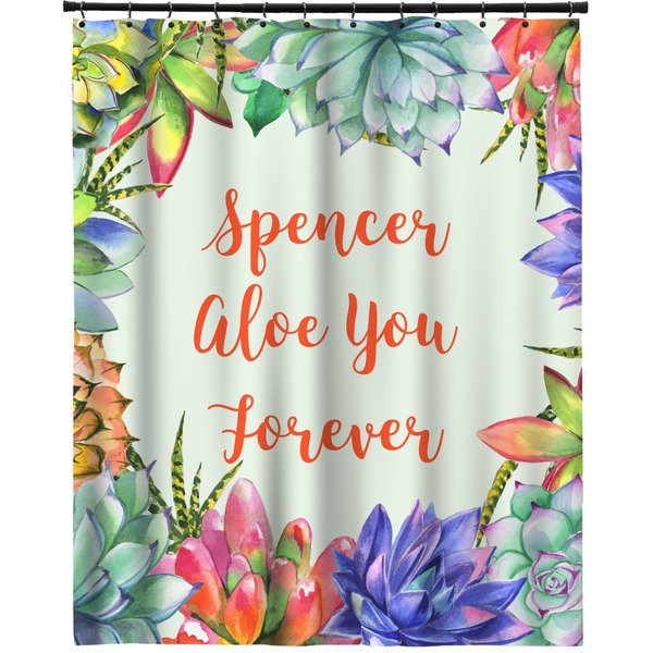 Custom Succulents Extra Long Shower Curtain - 70"x84" (Personalized)