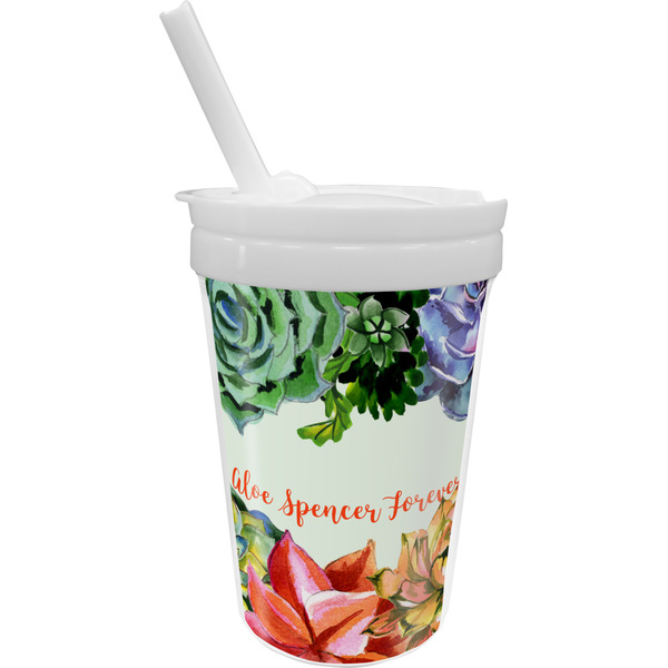 Custom Succulents Sippy Cup with Straw (Personalized)
