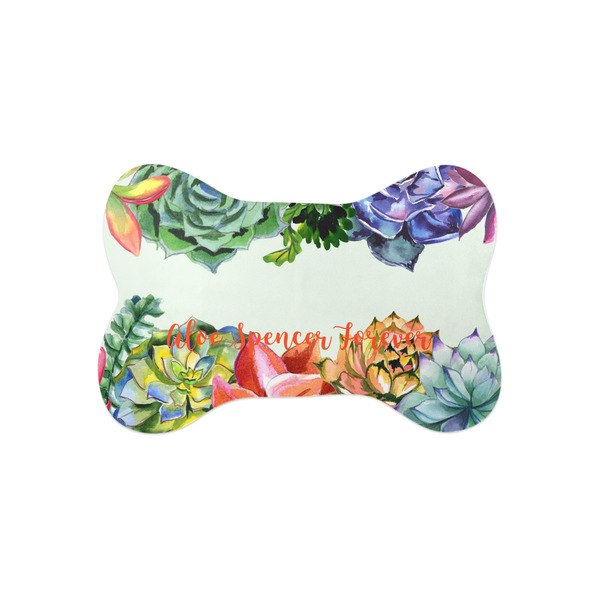 Custom Succulents Bone Shaped Dog Food Mat (Small) (Personalized)