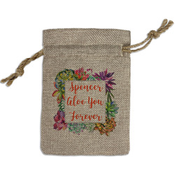 Succulents Small Burlap Gift Bag - Front (Personalized)