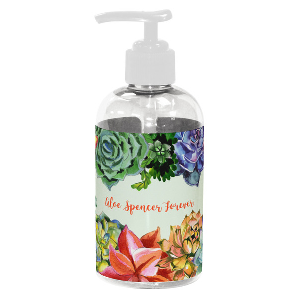Custom Succulents Plastic Soap / Lotion Dispenser (8 oz - Small - White) (Personalized)