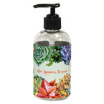 Succulents Plastic Soap / Lotion Dispenser (8 oz - Small - Black) (Personalized)