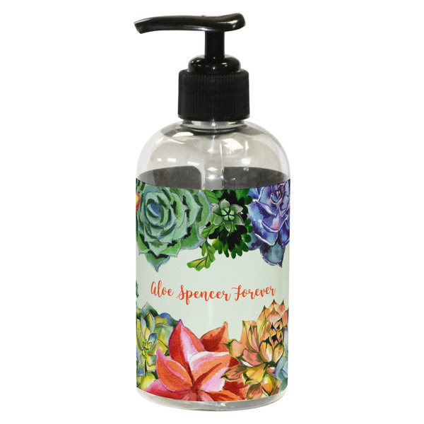 Custom Succulents Plastic Soap / Lotion Dispenser (8 oz - Small - Black) (Personalized)