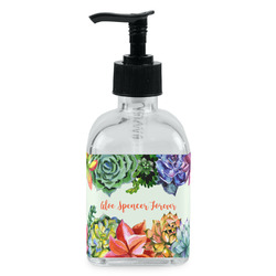Succulents Glass Soap & Lotion Bottle - Single Bottle (Personalized)