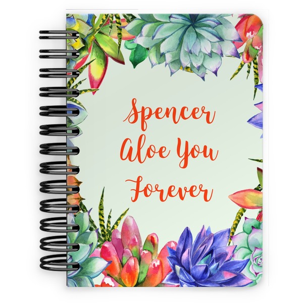Custom Succulents Spiral Notebook - 5x7 w/ Name or Text