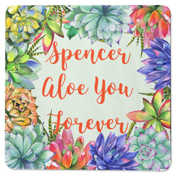 Succulents Square Rubber Backed Coaster (Personalized)