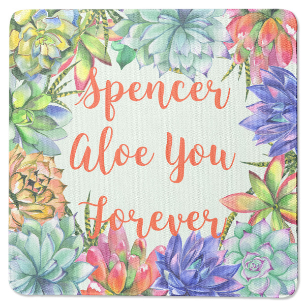 Custom Succulents Square Rubber Backed Coaster (Personalized)