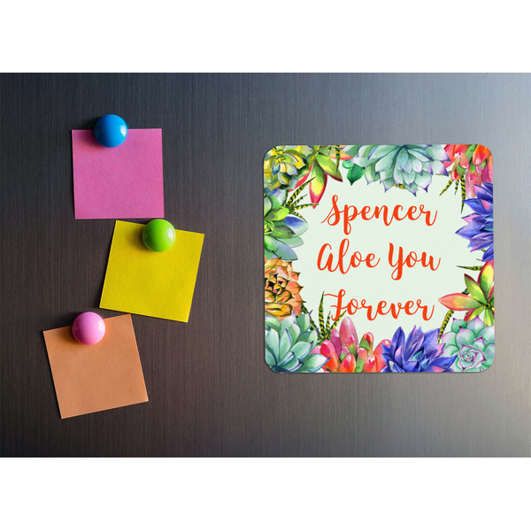 Succulents Square Fridge Magnet - LIFESTYLE