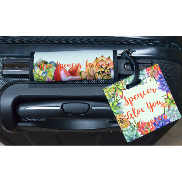 Succulents Square Luggage Tag & Handle Wrap - In Context