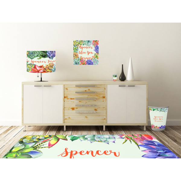 Succulents Square Wall Decal Wooden Desk