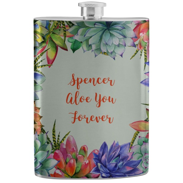 Custom Succulents Stainless Steel Flask (Personalized)