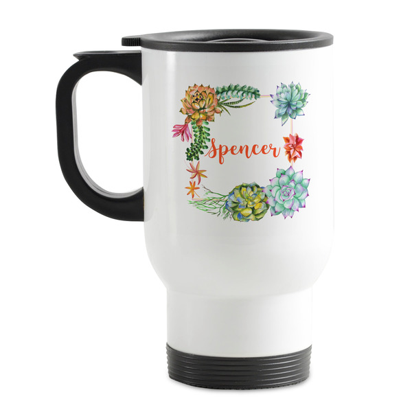 Custom Succulents Stainless Steel Travel Mug with Handle