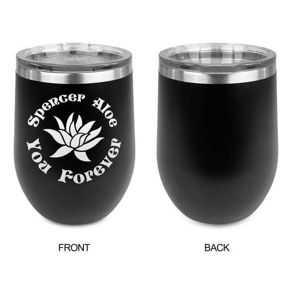 Succulents Stainless Wine Tumblers - Black - Single Sided - Approval
