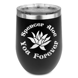Succulents Stemless Stainless Steel Wine Tumbler - Black - Single Sided (Personalized)