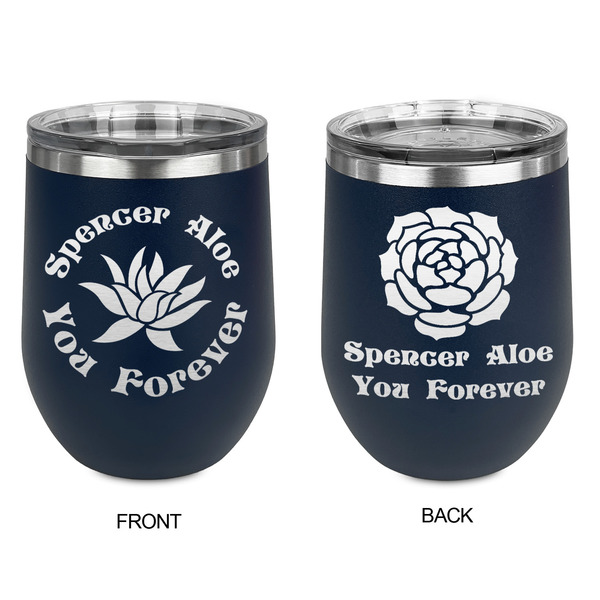Succulents Stainless Wine Tumblers - Navy - Double Sided - Approval