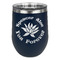Succulents Stainless Wine Tumblers - Navy - Double Sided - Front