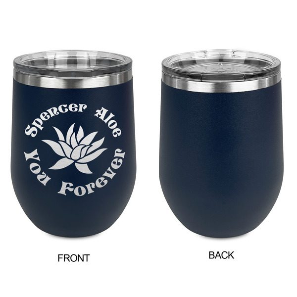 Succulents Stainless Wine Tumblers - Navy - Single Sided - Approval
