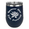 Succulents Stainless Wine Tumblers - Navy - Single Sided - Front