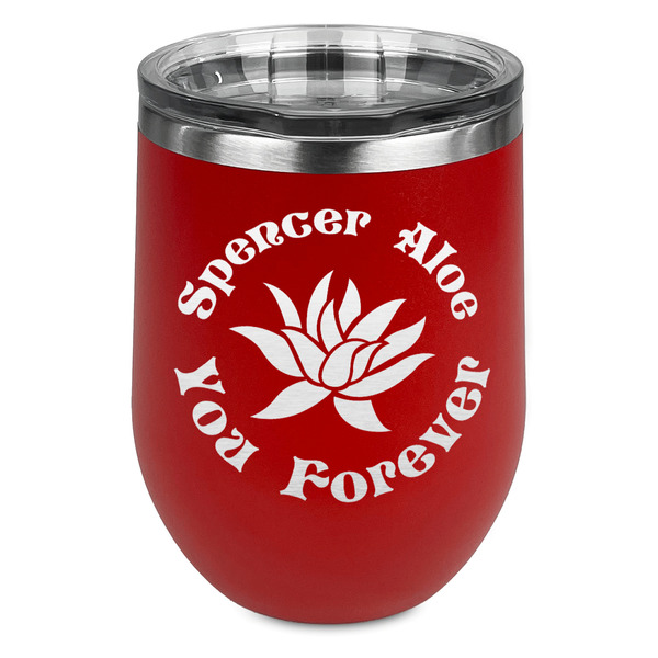 Custom Succulents Stemless Stainless Steel Wine Tumbler - Red - Single Sided (Personalized)