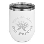 Succulents Stemless Stainless Steel Wine Tumbler - White - Single Sided (Personalized)